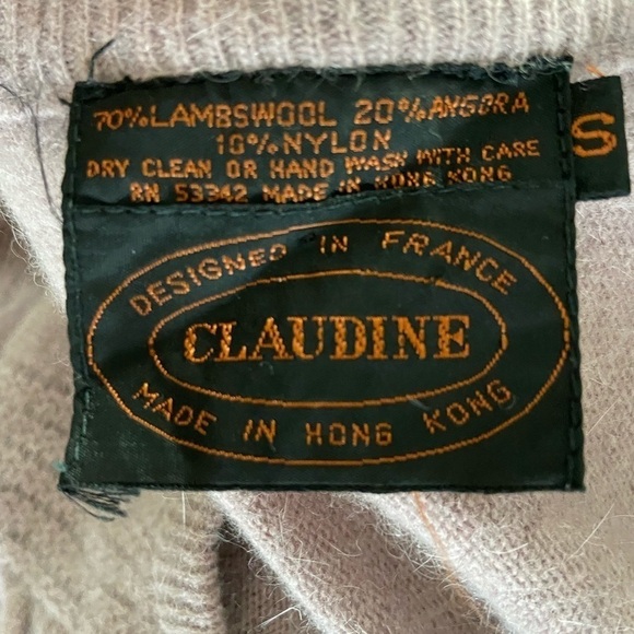 Vintage Lamb Wool Angora Blend Lilac Purple V Neck Puffy Sleeves Sweater S - Picture 8 of 8